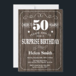 Rustic Surprise 50th Birthday Invitation Kaart<br><div class="desc">Rustic Surprise 50th Birthday Invitation. Witte Typografie. Rustic Wood Achtergrond. Volwassen verjaardag. Mannelijke Mannen of vrouwen: Birthday. Kinder jongen of meisje Lady Teenage Bday Invite. 13e 15e 16e 18e 21e 30e 40e 50e 60e 70e 90e 100e. Elke leeftijd. Voor verdere aanpassing, te klikken gelieve de knoop "van de Aanpassing het"en...</div>