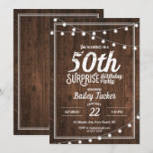 Rustic Surprise 50th Birthday Party Kaart (Voorkant / Achterkant)