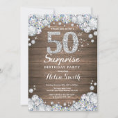 Rustic Surprise 50th Birthday Silver Diamond Kaart (Voorkant)