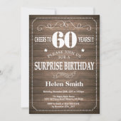 Rustic Surprise 60th Birthday Invitation Kaart (Voorkant)