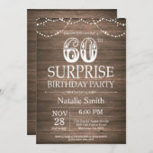 Rustic Surprise 60th Birthday Invitation Kaart (Voorkant / Achterkant)
