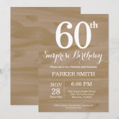 Rustic Surprise 60th Birthday Invitation Kaart (Voorkant / Achterkant)