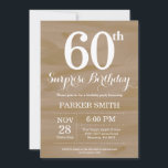 Rustic Surprise 60th Birthday Invitation Kaart<br><div class="desc">Rustic Surprise 60th Birthday Invitation. Rustic Wood Achtergrond. Retro Birthday. Volwassen verjaardag. Mannen of vrouwen uitgenodigd. 13e 15e 16e 18e 21e 30e 40e 50e 60e 70e 90e 100e, elke leeftijd. Voor verdere aanpassing, te klikken gelieve de knoop "van de Aanpassing het"en ons ontwerphulpmiddel te gebruiken om deze sjabloon te wijzigen....</div>