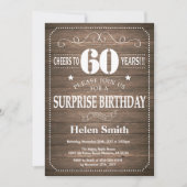 Rustic Surprise 60th Birthday Invitation Kaart (Voorkant)