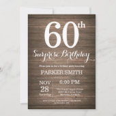 Rustic Surprise 60th Birthday Invitation Kaart (Voorkant)