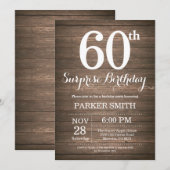 Rustic Surprise 60th Birthday Invitation Kaart (Voorkant / Achterkant)