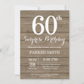 Rustic Surprise 60th Birthday Invitation Kaart (Voorkant)