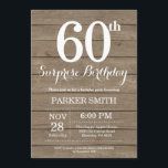 Rustic Surprise 60th Birthday Invitation Kaart<br><div class="desc">Rustic Surprise 60th Birthday Invitation. Rustic Wood Background Retro Birthday. Volwassen verjaardag. Mannen of vrouwen uitgenodigd. 13e 15e 16e 18e 21e 30e 40e 50e 60e 70e 90e 100e, elke leeftijd. Voor verdere aanpassing, te klikken gelieve de knoop "van de Aanpassing het"en ons ontwerphulpmiddel te gebruiken om deze sjabloon te wijzigen....</div>
