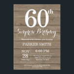 Rustic Surprise 60th Birthday Invitation Kaart<br><div class="desc">Rustic Surprise 60th Birthday Invitation. Rustic Wood Background Retro Birthday. Volwassen verjaardag. Mannen of vrouwen uitgenodigd. 13e 15e 16e 18e 21e 30e 40e 50e 60e 70e 90e 100e, elke leeftijd. Voor verdere aanpassing, te klikken gelieve de knoop "van de Aanpassing het"en ons ontwerphulpmiddel te gebruiken om deze sjabloon te wijzigen....</div>