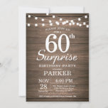 Rustic Surprise 60th Birthday Invitation Wood Kaart<br><div class="desc">Rustic Surprise 60th Birthday Invitation with String Lights Wood Background 13e 15e 16e 18e 21e 30e 40e 60e 70e 90e 100e,  elke leeftijd. Voor verdere aanpassing,  te klikken gelieve de knoop "van de Aanpassing het"en ons ontwerphulpmiddel te gebruiken om deze sjabloon te wijzigen.</div>