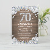 Rustic Surprise 70ste verjaardag Zilveren Diamant Kaart (Staand voorkant)