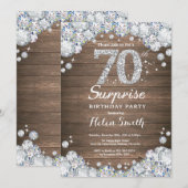 Rustic Surprise 70ste verjaardag Zilveren Diamant Kaart (Voorkant / Achterkant)