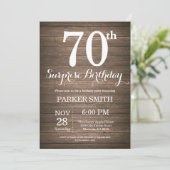 Rustic Surprise 70th Birthday Invitation Kaart (Staand voorkant)