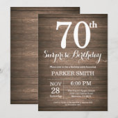 Rustic Surprise 70th Birthday Invitation Kaart (Voorkant / Achterkant)