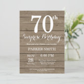 Rustic Surprise 70th Birthday Invitation Kaart (Staand voorkant)