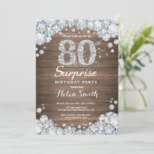 Rustic Surprise 80ste verjaardag Zilveren Diamant Kaart (Staand voorkant)
