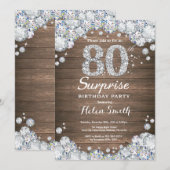 Rustic Surprise 80ste verjaardag Zilveren Diamant Kaart (Voorkant / Achterkant)