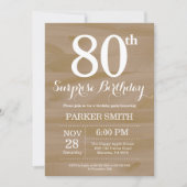 Rustic Surprise 80th Birthday Invitation Kaart (Voorkant)