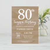 Rustic Surprise 80th Birthday Invitation Kaart (Staand voorkant)