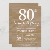 Rustic Surprise 80th Birthday Invitation Kaart (Voorkant / Achterkant)