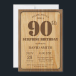 Rustic Surprise 90th Birthday Invitation Wood Kaart<br><div class="desc">Rustic Surprise 90th Birthday Invitation with Rustic Wood Background. Retroland. Volwassen verjaardag. Mannelijke Mannen of vrouwen: Birthday. Kinder jongen of meisje Lady Teen Teenage Bday Invite. 13e 15e 16e 18e 21e 30e 40e 50e 60e 70e 80e 90e 100e. Elke leeftijd. Voor verdere aanpassing, te klikken gelieve de knoop "van de...</div>