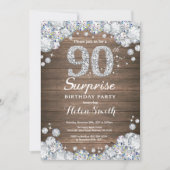 Rustic Surprise 90th Birthday Silver Diamond Kaart (Voorkant)