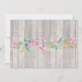 Rustic Surprise Birthday party Floral Pink Invite Kaart (Achterkant)