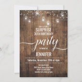 Rustic Surprise Birthday Party Kaart (Voorkant)