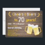 Rustic Surprise Cheers and Beers 70th Birthday Kaart<br><div class="desc">Rustic Surprise Cheers and Beers 70th Birthday Invitation. Volwassen verjaardag. Bier Birthday voor mannen. Chalkboard Black and White Background Voor verdere aanpassing,  te klikken gelieve de knoop "van de Aanpassing het"en ons ontwerphulpmiddel te gebruiken om deze sjabloon te wijzigen.</div>