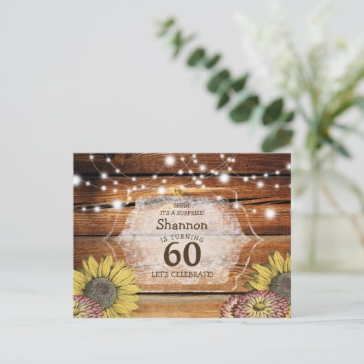 Rustic Surprise Floral 60ste Verjaardag Briefkaart (Staand voorkant)
