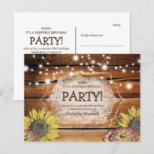Rustic Surprise Sunflower 30th Birthday Briefkaart