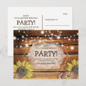 Rustic Surprise Zonnebloem 60ste Verjaardag Briefk Uitnodiging Briefkaart (Voorkant / Achterkant)