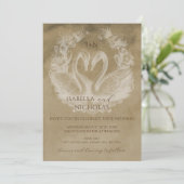 Rustic Swan Monogram bruiloft Uitnodigen Kaart (Staand voorkant)