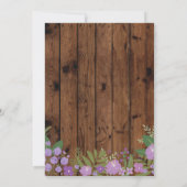 Rustic Sweet 16 Birthday Party Floral Wood Invite Kaart (Achterkant)