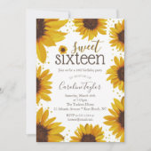 Rustic Sweet 16 Birthday Sunflower Kaart (Voorkant)