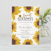 Rustic Sweet 16 Birthday Sunflower Kaart (Staand voorkant)