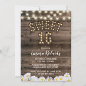 Rustic Sweet 16 Daisy Flowers Barn Wood Kaart (Voorkant)