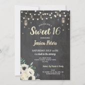 Rustic Sweet 16 Party Chalk Jars Cream Fireflies Kaart (Voorkant)