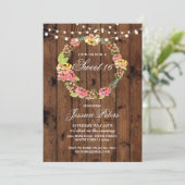 Rustic Sweet 16 Party Floral Wreath Flowers Invite Kaart (Staand voorkant)