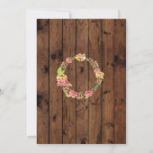 Rustic Sweet 16 Party Floral Wreath Flowers Invite Kaart (Achterkant)