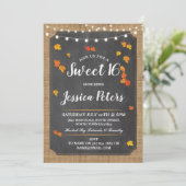Rustic Sweet 16 Party Herfst Chalk Lights Uitnodig Kaart (Staand voorkant)
