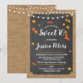 Rustic Sweet 16 Party Herfst Chalk Lights Uitnodig Kaart (Voorkant / Achterkant)
