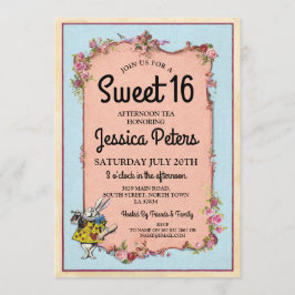Rustic Sweet 16 Party Wonderland Rabbit Tea Invite Kaart