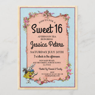 Rustic Sweet 16 Party Wonderland Rabbit Tea Invite Kaart