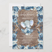 Rustic Sweet Baby Boy Elephant Baby shower Kaart (Voorkant)