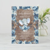 Rustic Sweet Baby Boy Elephant Baby shower Kaart (Staand voorkant)