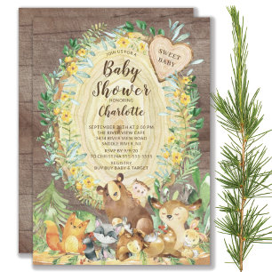 Rustic Sweet Baby Woodland Animals Baby shower Kaart