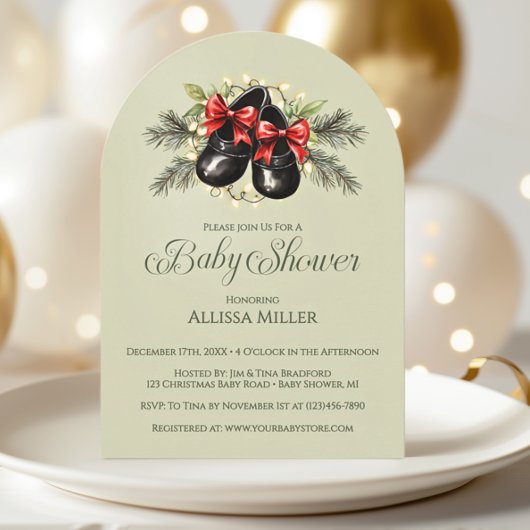 Rustic Sweet December Christmas Girl Baby shower Kaart