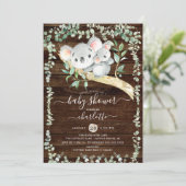 Rustic Sweet Koala Beer Baby shower Kaart (Staand voorkant)