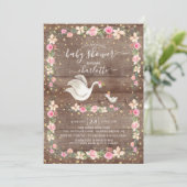 Rustic Sweet Mam & Baby Swan Baby shower Kaart (Staand voorkant)